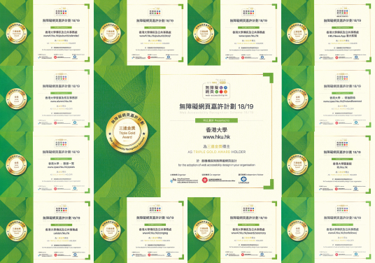 香港大學今年有四個網站贏得金獎和10個網站獲得「三連金獎」